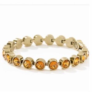 Elegant Light Amber Oxidized Brass Crystal Bracelet